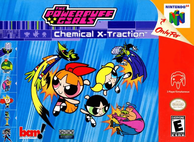 Powerpuff Girls Chemical X-traction box art for Nintendo 64
